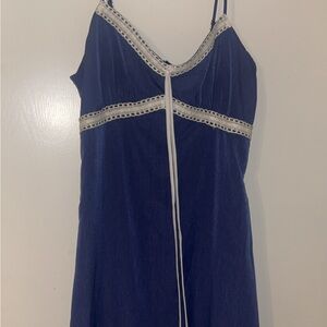 Elegant Blue Lace-Trimmed dress